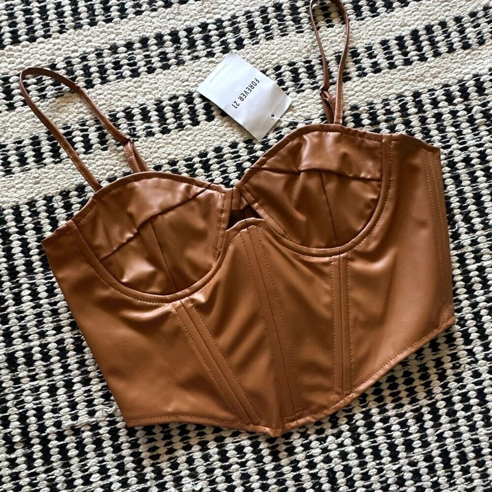 Forever 21 Size Small Light Tan Brown Bustier Top Blouse Corset NWT